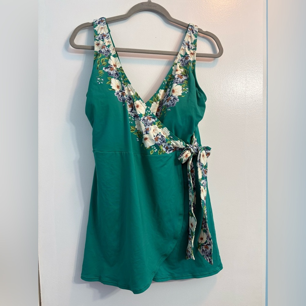 Lands' End Side Tie mini swim dress size 14